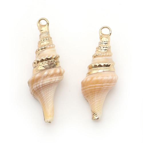 Brass Shell Pendants, with Brass, Conch, plated, DIY, mixed colors - 