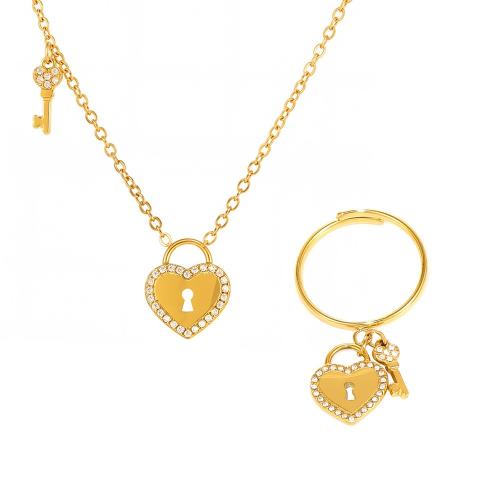 Cubic Zirconia Micro Pave Ensembles de bijoux en acier inoxydable, Acier inoxydable 304, Placage, styles différents pour le choix & pavé de micro zircon & pour femme, plus de couleurs à choisir, Vendu par PC