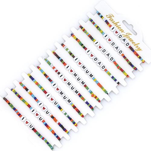 Acrylic Bracelet Set, with Seedbead, handmade, 12 pieces & Unisex Approx 7 Inch 