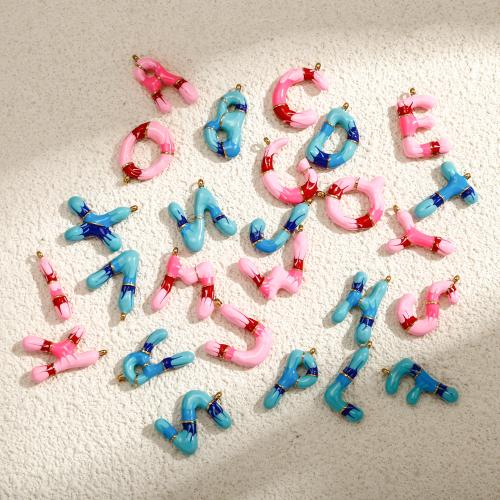 Pendentif de lettre en acier inoxydable, Acier inoxydable 304, Lettre d’alphabet, DIY & émail, plus de couleurs à choisir, Vendu par PC