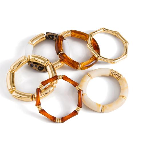 Resin Bracelets, with 304 Stainless Steel, gold color plated, fashion jewelry 