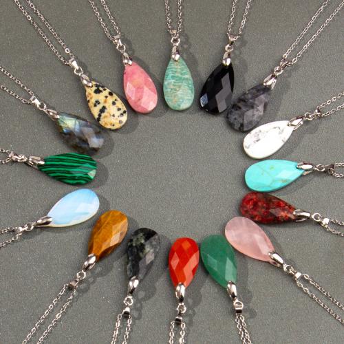 Colliers de pierres précieuses, pierre gemme, avec alliage de zinc, bijoux de mode & différents matériaux pour le choix & unisexe, Vendu par PC