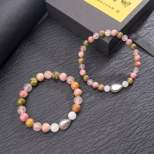 Bracelets en pierres précieuses, pierre gemme, avec fil élastique & alliage de zinc, fait à la main, bijoux de mode & normes différentes pour le choix & pour femme, Vendu par PC