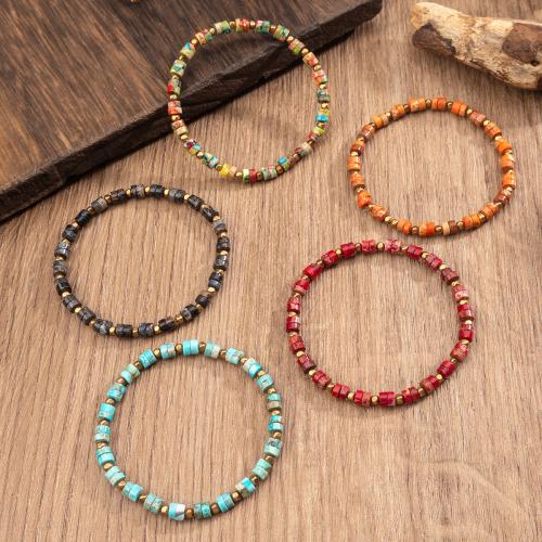 Bracelets en pierres précieuses, Pierre naturelle, avec fil élastique & Acier inoxydable 304, Placage de couleur d'or, bijoux de mode & unisexe, plus de couleurs à choisir, Vendu par PC