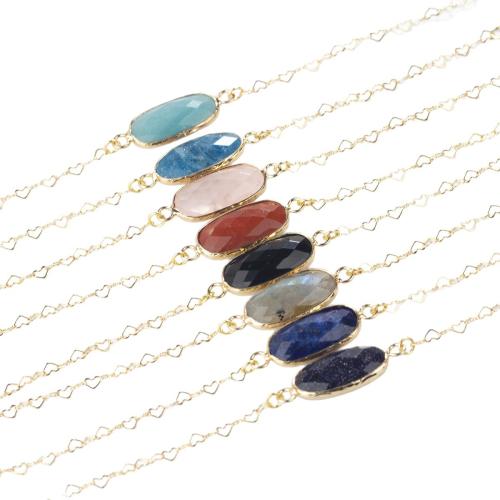 Bracelets en pierres précieuses, pierre gemme, avec 304 chaîne en acier inoxydable, Placage de couleur d'or, bijoux de mode & différents matériaux pour le choix & unisexe, Vendu par PC