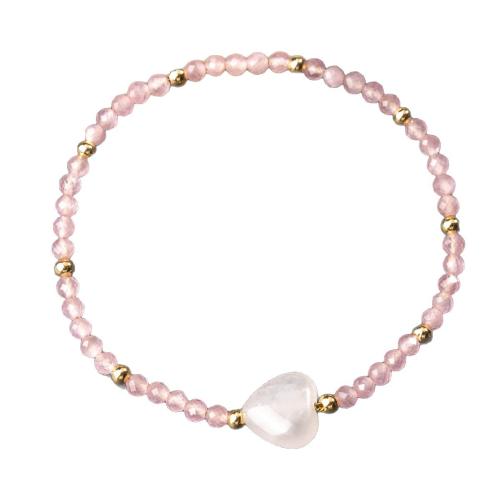 Quarz Armbänder, Rosenquarz, mit elastischer Faden & Klarer Quarz, handgemacht, Modeschmuck & für Frau, verkauft von PC