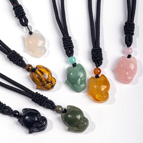 Colliers de pierres précieuses, quartz rose, avec pierre gemme & corde en nylon, bijoux de mode & différents matériaux pour le choix & unisexe, Vendu par PC