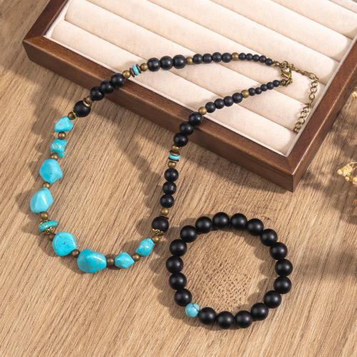 Turquoise Jewelry Sets, Abrazine Stone, with turquoise, fashion jewelry & Unisex 