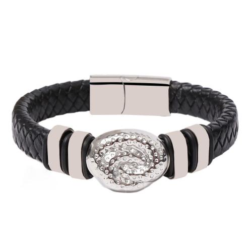 Rindsleder-Armbänder, 304 Edelstahl, mit Kuhhaut & 316 Edelstahl, handgemacht, Modeschmuck & für den Menschen, keine, Länge:21 cm, verkauft von PC