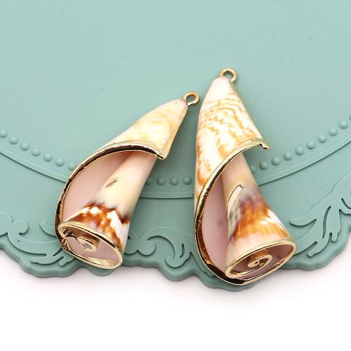 Brass Shell Pendants, with Brass, Conch, plated, DIY, mixed colors - 