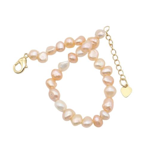 Cultured Freshwater Pearl Bracelets, with 304 Stainless Steel, irregular, fashion jewelry, mixed colors, 6-7mm cm 