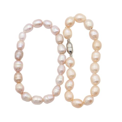Cultured Freshwater Pearl Bracelets, with 304 Stainless Steel, Rice, fashion jewelry 8-9mm cm 