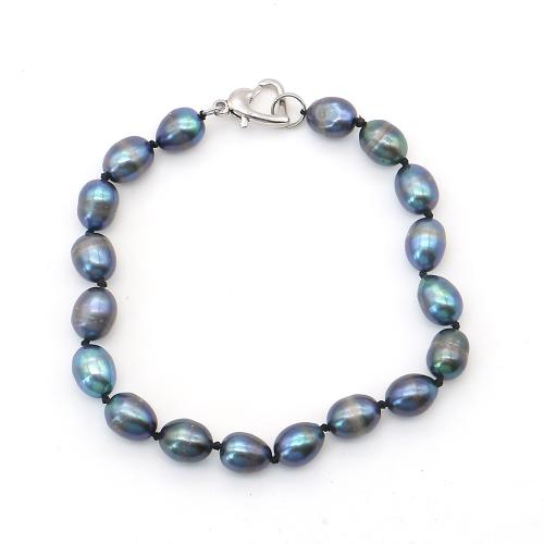 Cultured Freshwater Pearl Bracelets, with 304 Stainless Steel, Rice, fashion jewelry, mixed colors, 7-8mm cm 
