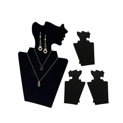 Affichage de bijoux Multi Purpose, velours, avec papier, bijoux de mode, noire Vendu par PC