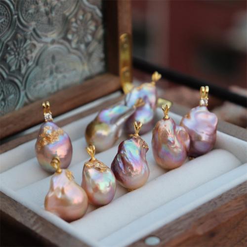Pendentifs perlières d'eau douce, perle d'eau douce cultivée, Baroque, Placage de couleur d'or, DIY, plus de couleurs à choisir, 13-16mm, Vendu par PC