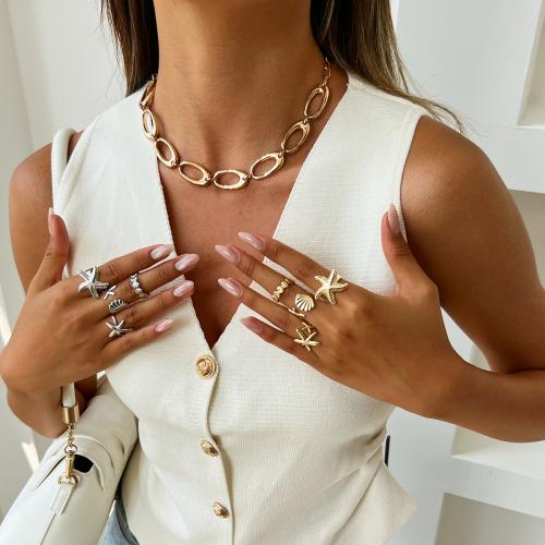 Conjuntos de joya de aleación de cinc de moda, aleación de zinc, anillo de dedo & collar, Joyería, más colores para la opción, Vendido por UD