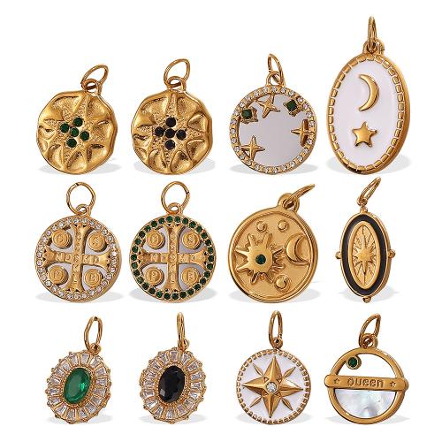 Pendentifs en acier inoxydable strass, Acier inoxydable 304, Plaqué or 18K, DIY & styles différents pour le choix & avec strass, Vendu par PC