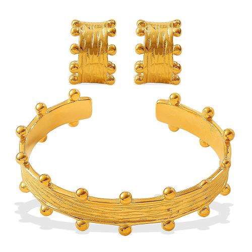 Parures de bijoux en acier inoxydable, Acier inoxydable 304, Plaqué or 18K, bijoux de mode & styles différents pour le choix & pour femme, Vendu par PC