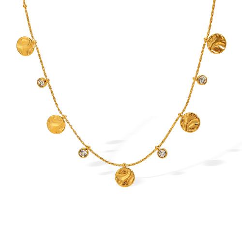 ステンレス鋼のジュエリーネックレス, 304ステンレススチール, メッキ, ファッションジュエリー & 女性用 & ライン石のある, 金色, 売り手 パソコン