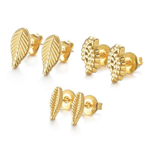 Серьги из нержавеющей стали, Нержавеющая сталь 304, Другое покрытие, ювелирные изделия моды & разные стили для выбора & Женский, Золотой, продается Пара