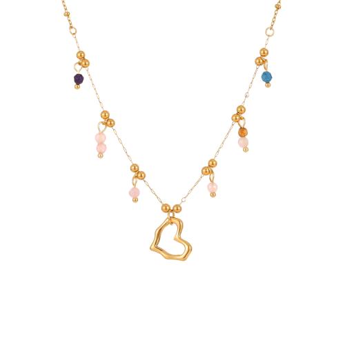 ステンレス鋼のジュエリーネックレス, 304ステンレススチール, とともに 天然石, 18Kゴールドメッキ, ファッションジュエリー & 女性用 & くり抜き, 売り手 パソコン