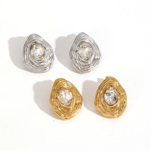 Boucle en acier inoxydable zircons cubiques, Acier inoxydable 304, Placage, bijoux de mode & pavé de micro zircon, plus de couleurs à choisir, Vendu par paire