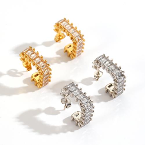 Stainless Steel Rhinestone Stud Earring, 304 Stainless Steel, plated, fashion jewelry & with rhinestone 