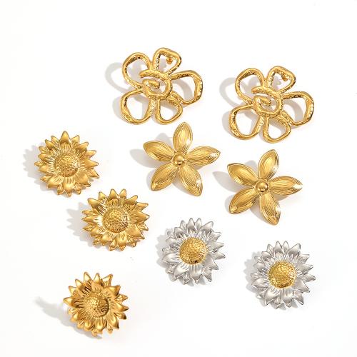 Серьги из нержавеющей стали, Нержавеющая сталь 304, Форма цветка, Другое покрытие, ювелирные изделия моды, Много цветов для выбора, продается Пара