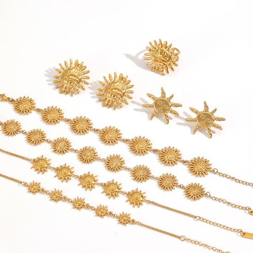 Parures de bijoux en acier inoxydable, Acier inoxydable 304, Boucle d’oreille stud & bague, anneau & Bracelet, Placage, bijoux de mode, plus de couleurs à choisir, Vendu par PC