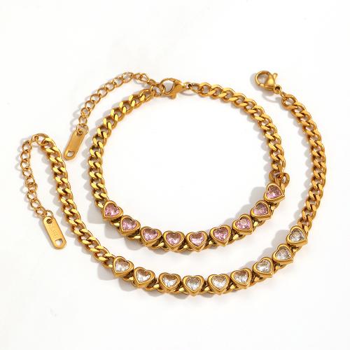 Bracelets en acier inoxydable, Acier inoxydable 304, Placage, bijoux de mode & avec strass, plus de couleurs à choisir, Vendu par PC