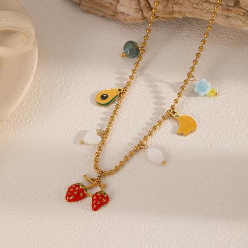 ステンレス鋼のジュエリーネックレス, 304ステンレススチール, とともに 合金 & 樹脂 & プラスチック製パール, メッキ, ファッションジュエリー & エナメル, 無色, 売り手 パソコン