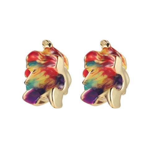 Латуни Стад Серьги, Латунь, с Пластиковая жемчужина, Другое покрытие, разные стили для выбора & Женский & эмаль, Золотой, продается Пара