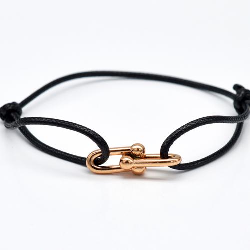 316 L Edelstahl Armband, mit Wachsschnur, plattiert, unisex & einstellbar, keine, Länge:ca. 15-22 cm, verkauft von PC[