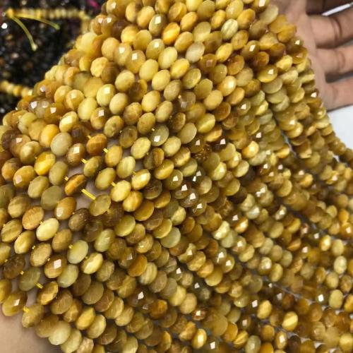 Perles d'Oeil de tigre, abaque, poli, naturel & DIY & normes différentes pour le choix & facettes, Or Environ 35-40 , Vendu par brin