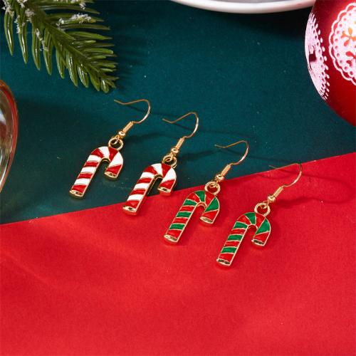 Boucles d'oreilles de Noël, alliage de zinc, Placage de couleur d'or, Conception de Noël & émail, plus de couleurs à choisir, Vendu par paire
