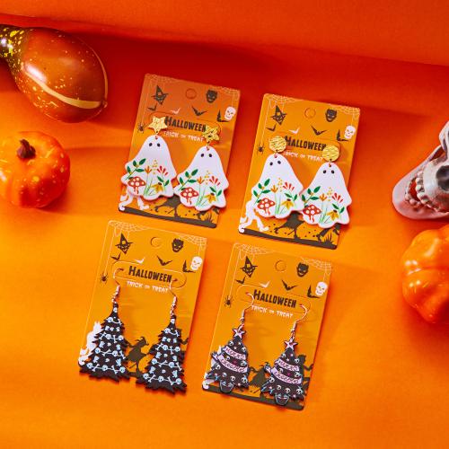 Nouveaux bijoux et décorations d'Halloween populaires, alliage de zinc, avec Acrylique, Placage de couleur d'or, Halloween Design, plus de couleurs à choisir, Vendu par paire