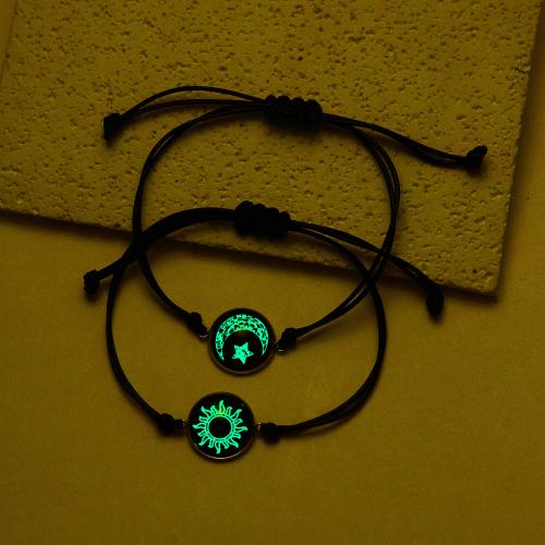 Pulsera de gemas de tiempo de moda, Cordón de cera, con Vidrio, chapado en color dorado, Joyería & luminoso, más colores para la opción, Vendido por UD[