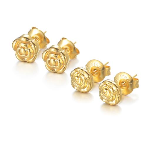 Серьги из нержавеющей стали, Нержавеющая сталь 304, Форма цветка, Другое покрытие, ювелирные изделия моды & разный размер для выбора & Женский, Золотой, продается Пара