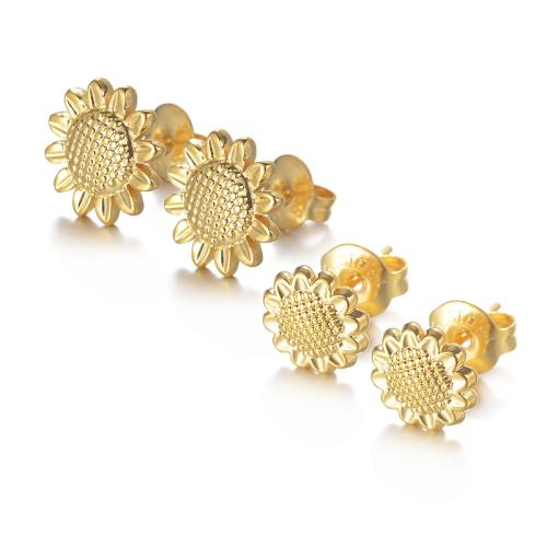 Серьги из нержавеющей стали, Нержавеющая сталь 304, Подсолнечник, Другое покрытие, ювелирные изделия моды & разный размер для выбора & Женский, Золотой, продается Пара