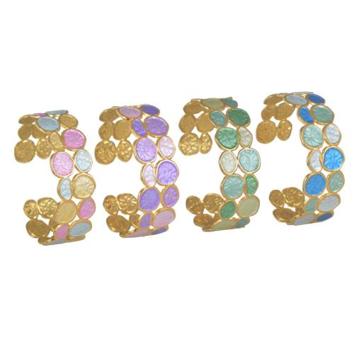 Bracelet en acier inoxydable, Acier inoxydable 304, Placage de couleur d'or, pour femme & émail & creux, plus de couleurs à choisir, Vendu par PC