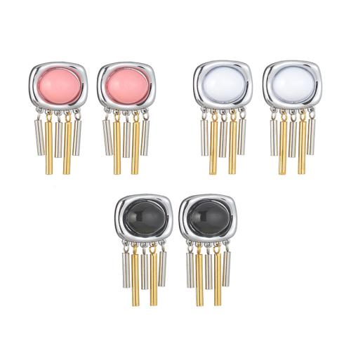 Fashion Fringe Boucles d'oreilles, Acier inoxydable 304, avec résine, Placage, bijoux de mode & pour femme, plus de couleurs à choisir, Vendu par paire