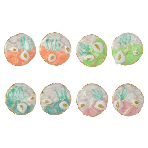 Серьги из нержавеющей стали, Нержавеющая сталь 304, с Ракушка, плакирован золотом, ювелирные изделия моды & Женский & эмаль, Много цветов для выбора, продается Пара