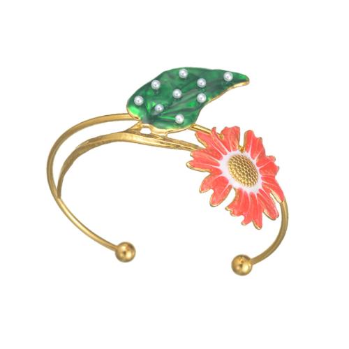 Bracelet en acier inoxydable, Acier inoxydable 304, avec perle de plastique, Placage, styles différents pour le choix & pour femme & émail, doré, Vendu par PC