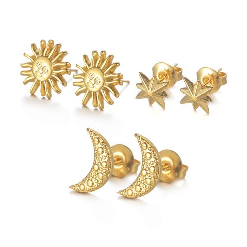 Серьги из нержавеющей стали, Нержавеющая сталь 304, Другое покрытие, ювелирные изделия моды & разные стили для выбора & Женский, Золотой, продается Пара