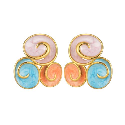 Серьги из нержавеющей стали, Нержавеющая сталь 304, плакирован золотом, Женский & эмаль & отверстие, разноцветный, продается Пара
