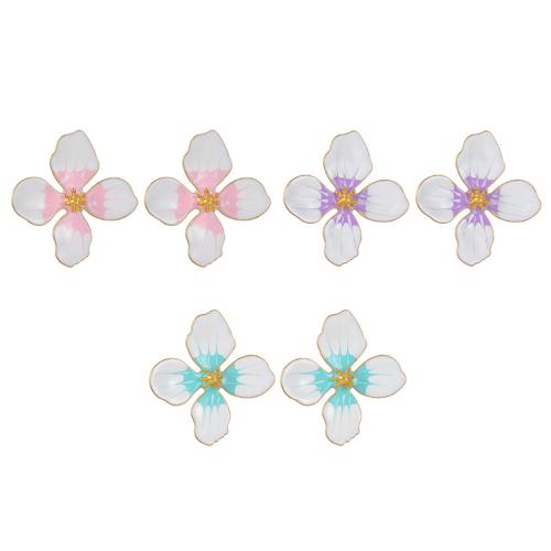 Серьги из нержавеющей стали, Нержавеющая сталь 304, Форма цветка, плакирован золотом, ювелирные изделия моды & Женский & эмаль, Много цветов для выбора, продается Пара