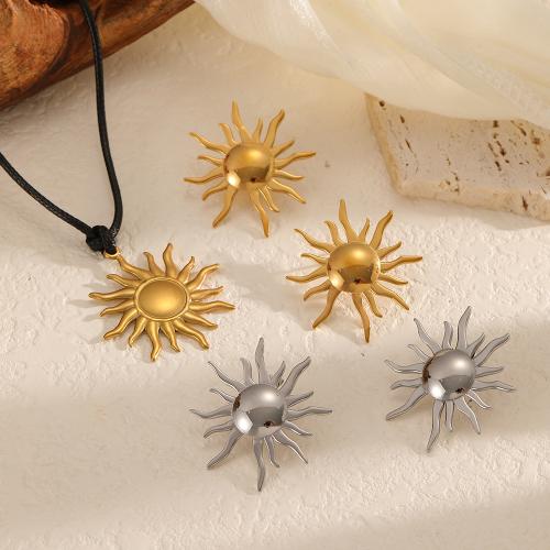 Parures de bijoux en acier inoxydable, Acier inoxydable 304, Boucle d’oreille stud & collier, soleil, Placage, bijoux de mode, plus de couleurs à choisir, Vendu par paire
