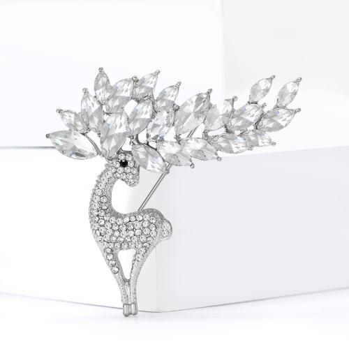 Strass Zink Legierung Brosche, Zinklegierung, Hirsch, plattiert, Modeschmuck & mit Strass, keine, verkauft von PC