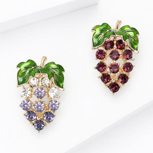 Strass Zink Legierung Brosche, Zinklegierung, Traube, plattiert, Modeschmuck & mit Strass, keine, verkauft von PC