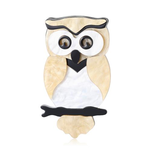 Broche acrylique, alliage de zinc, avec Acrylique, hibou, Placage, bijoux de mode & émail, couleurs mélangées, Vendu par PC